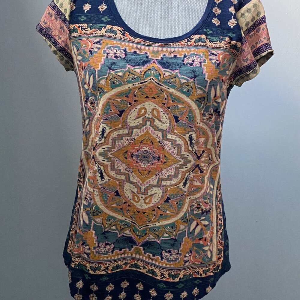 Lucky Brand LIKE NEW Short Sleeves Colorful Top